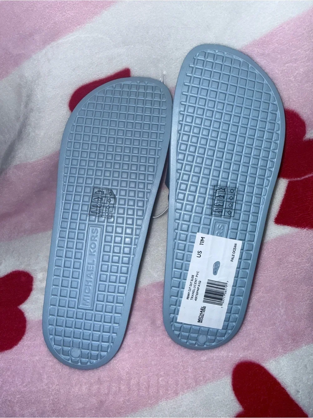 NWT Michael Kors Penny PVC Slide Sandal in Pale Blue, Size 11